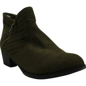 American Rag Aabby Almond Toe Ankle Fashion Boot Bootie 7 Wide Olive Perforated